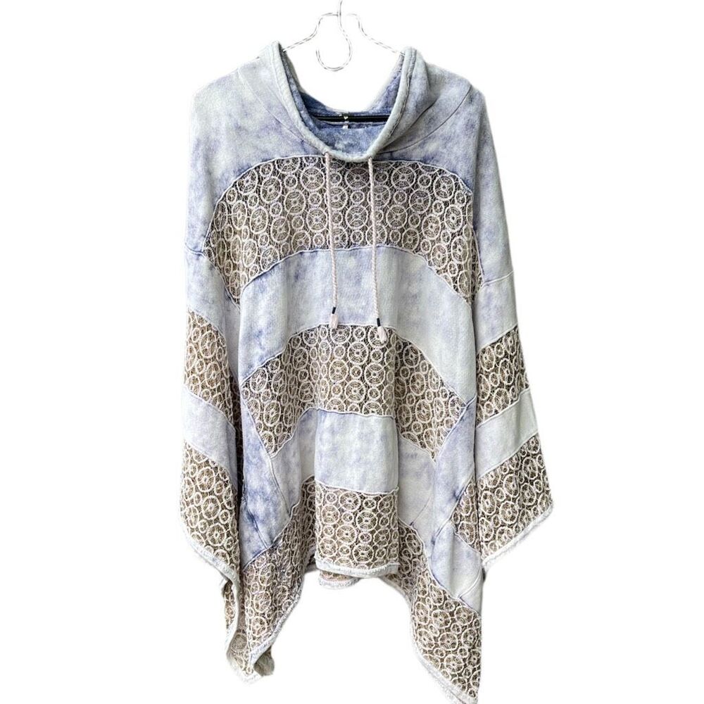Free People Blue and Brown Poncho
